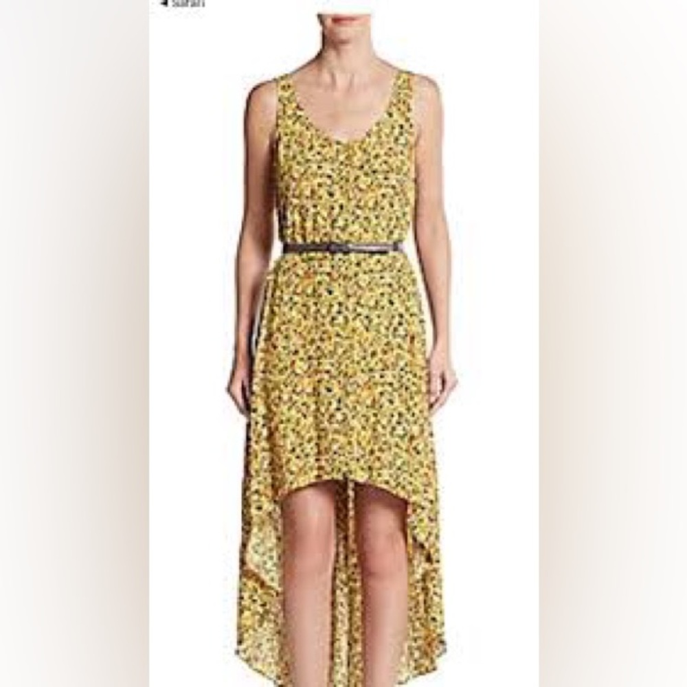 BCBGeneration Yellow Floral High Low Dress